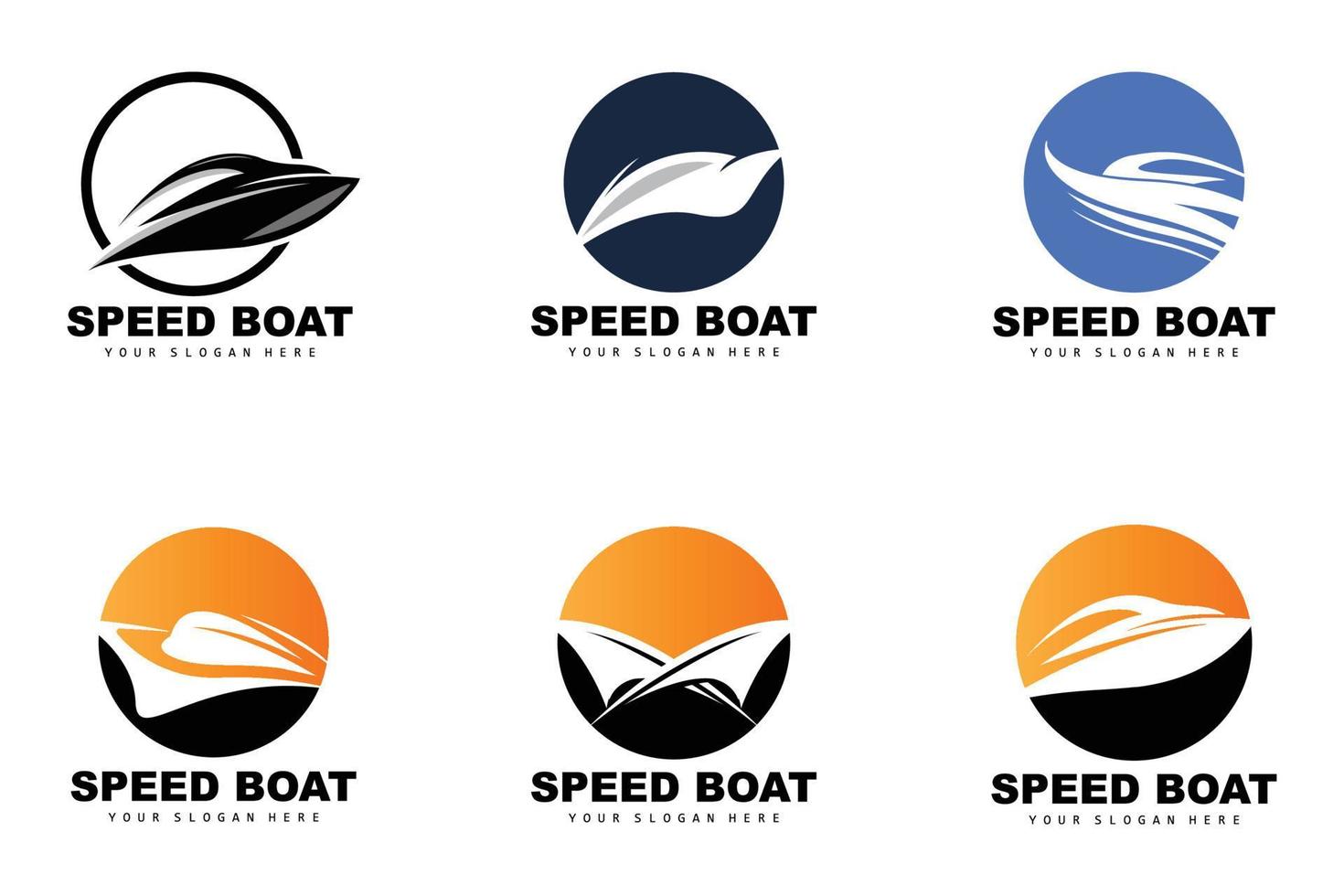 logotipo de lancha rápida, vetor de navio de carga rápida, veleiro, design para empresa de fabricação de navios, transporte fluvial, veículos marítimos, transporte