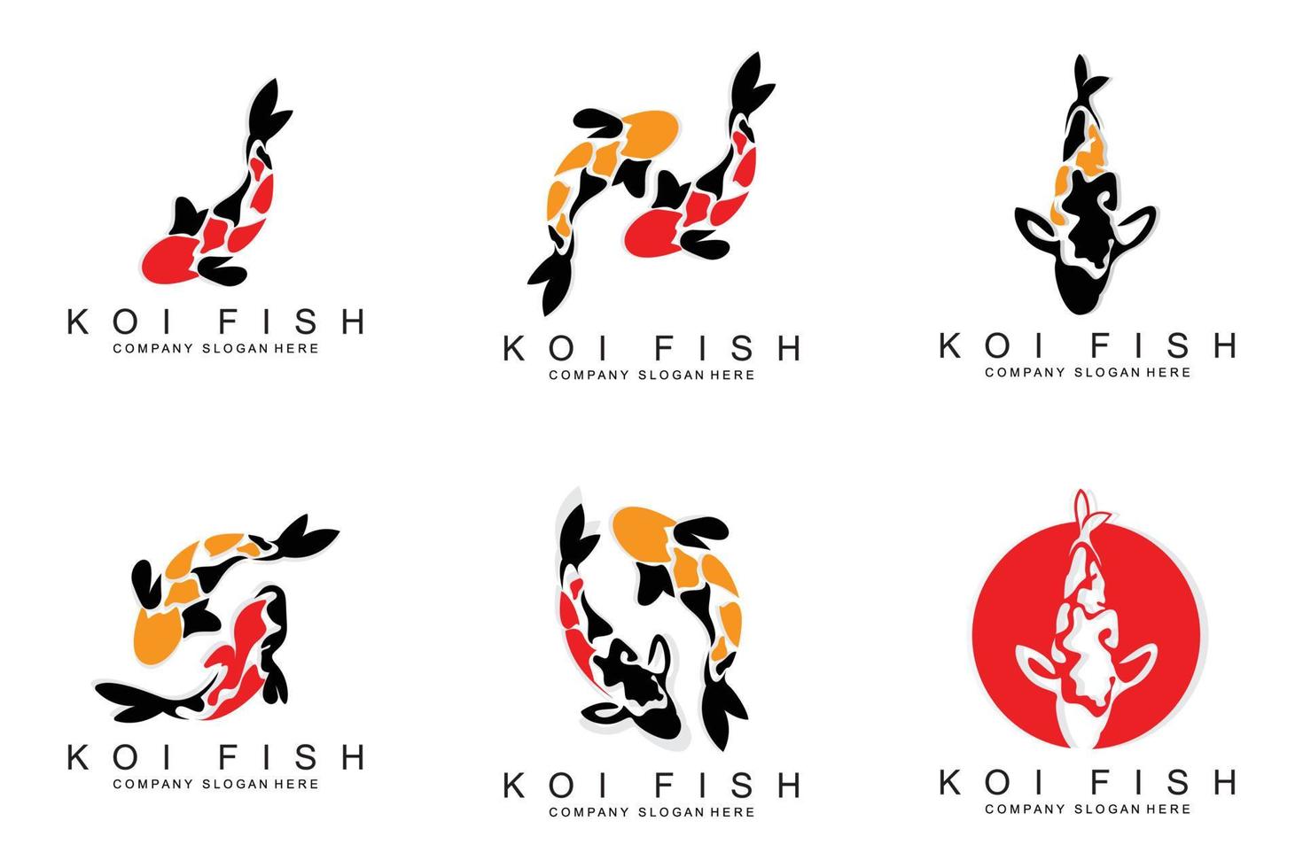 design de logotipo de peixe koi, vetor de peixes ornamentais, produto de marca de ilustração de ornamento de aquário