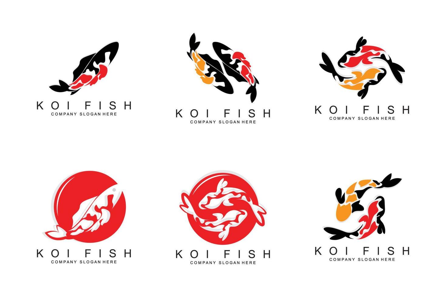 design de logotipo de peixe koi, vetor de peixes ornamentais, produto de marca de ilustração de ornamento de aquário