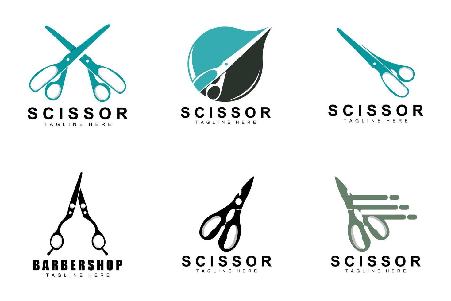 design de logotipo de tesoura, vetor de barbeador de barbearia, ilustração de marca de tesoura de barbearia