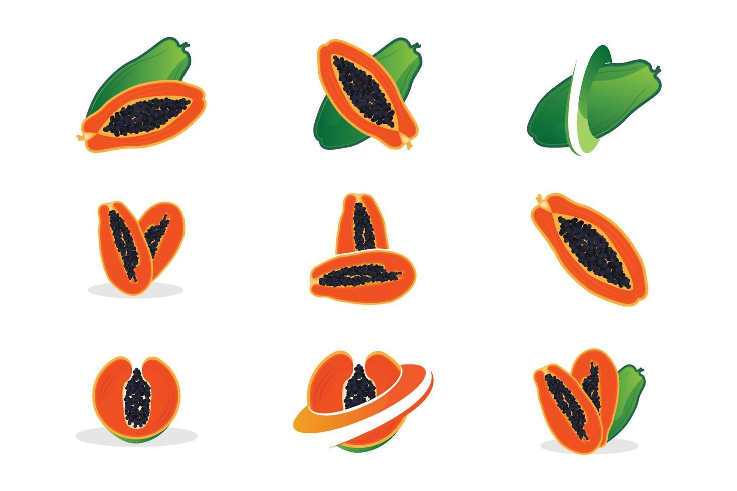 design de logotipo de mamão, vetor de frutas vitamínicas, ícone de ilustração de marca de produtos de frutas