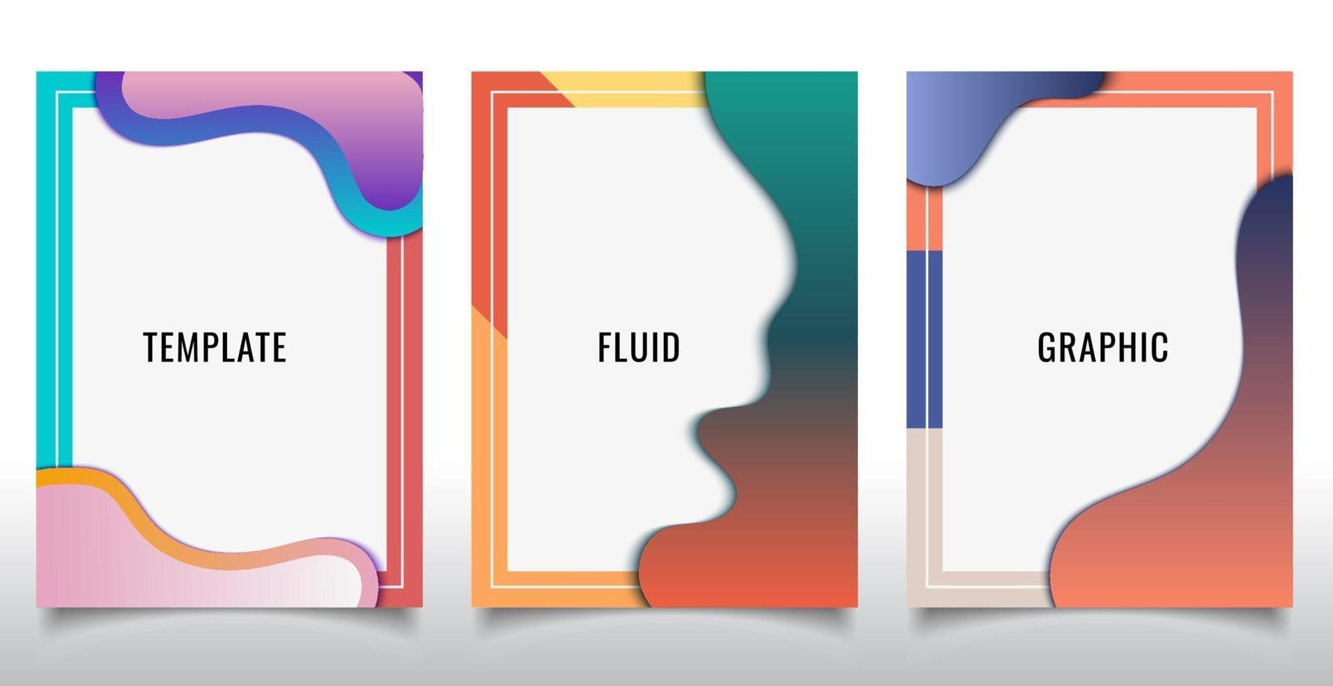 conjunto de design de modelo de moderno capa brochura abstrato líquido formas fluindo elementos em fundo branco. vetor