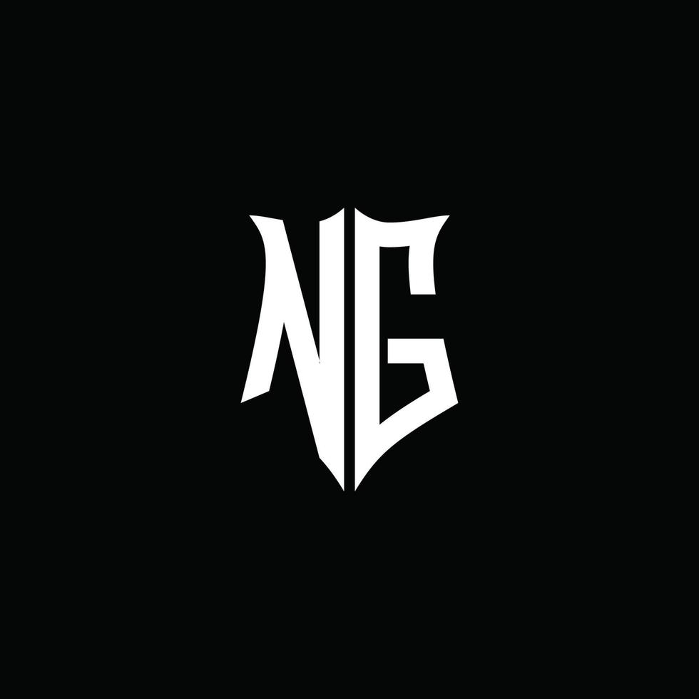 ng fita de logotipo de carta de monograma com estilo de escudo isolado em fundo preto vetor