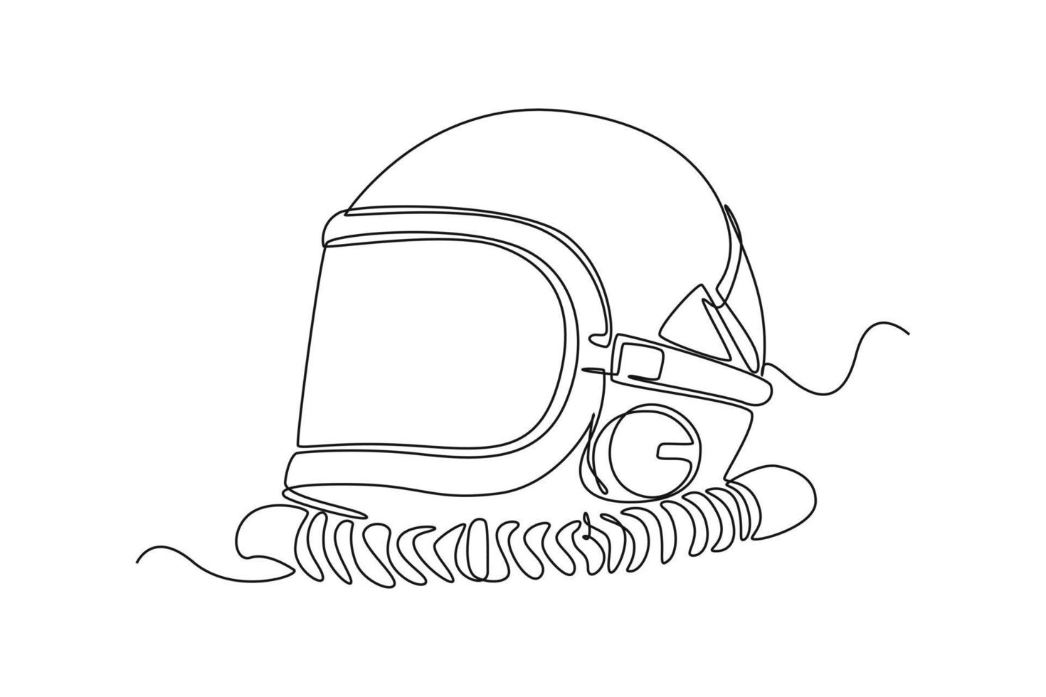 contínuo 1 linha desenhando astronauta capacete. exterior espaço conceito. solteiro linha desenhar Projeto vetor gráfico ilustração.