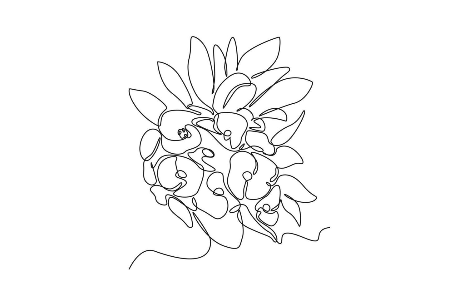 solteiro 1 linha desenhando eufórbio flor. lindo flor conceito. contínuo linha desenhar Projeto gráfico vetor ilustração.