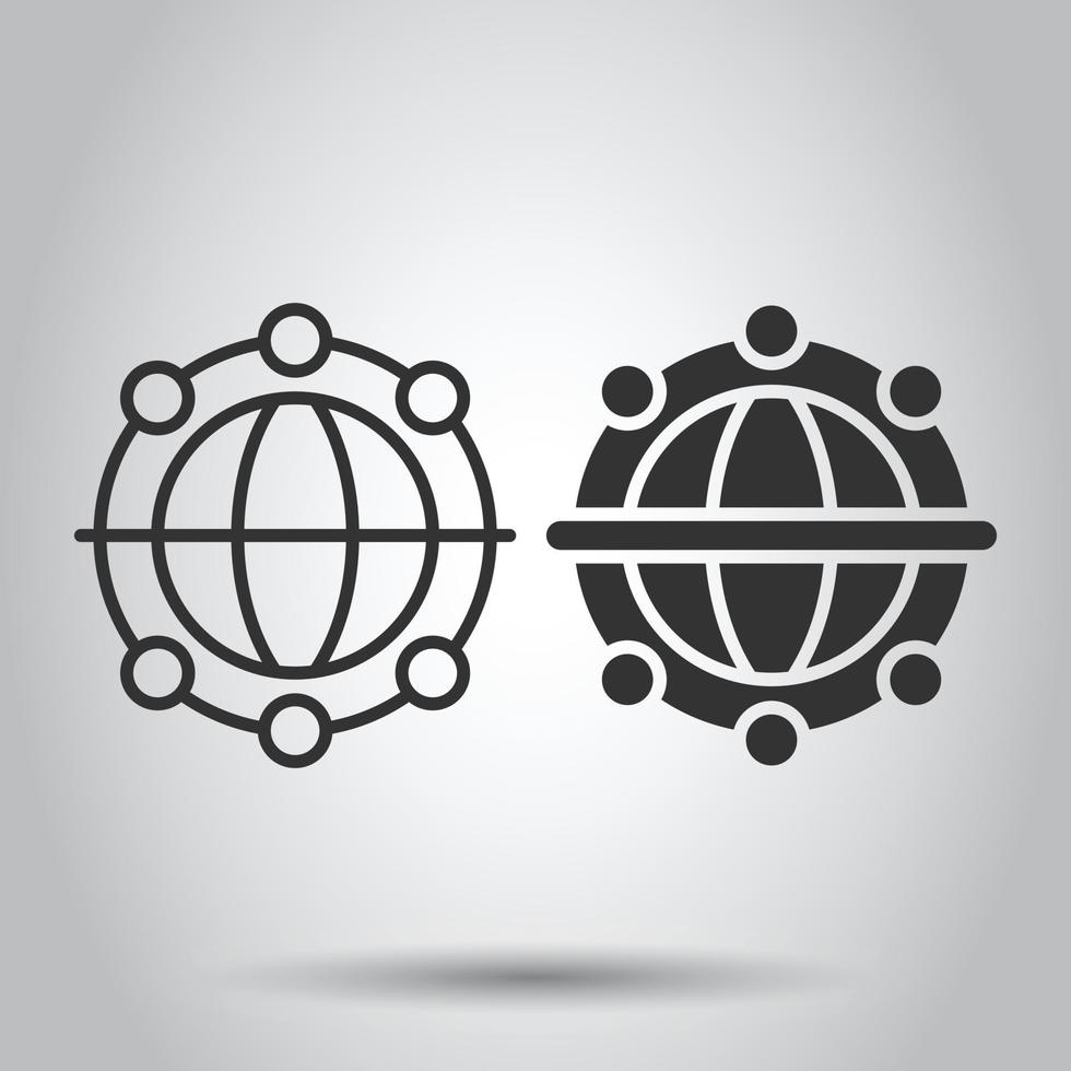 ícone do planeta Terra em estilo simples. ilustração em vetor geográfico globo em fundo branco isolado. conceito de negócio de comunicação global.