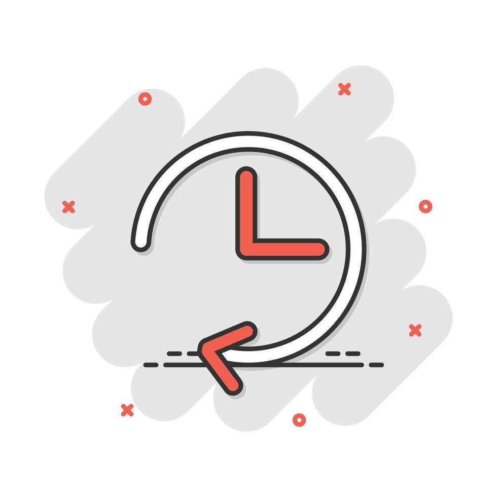 ícone de timer de relógio de desenho vetorial em estilo cômico. assistir pictograma de ilustração de sinal. conceito de efeito de respingo de negócios de relógio. vetor