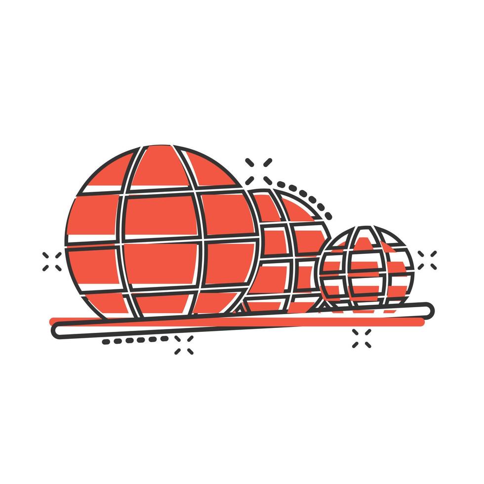 ícone do planeta Terra em estilo cômico. ilustração em vetor globo geográfica dos desenhos animados em fundo branco isolado. conceito de negócio de efeito de respingo de comunicação global.