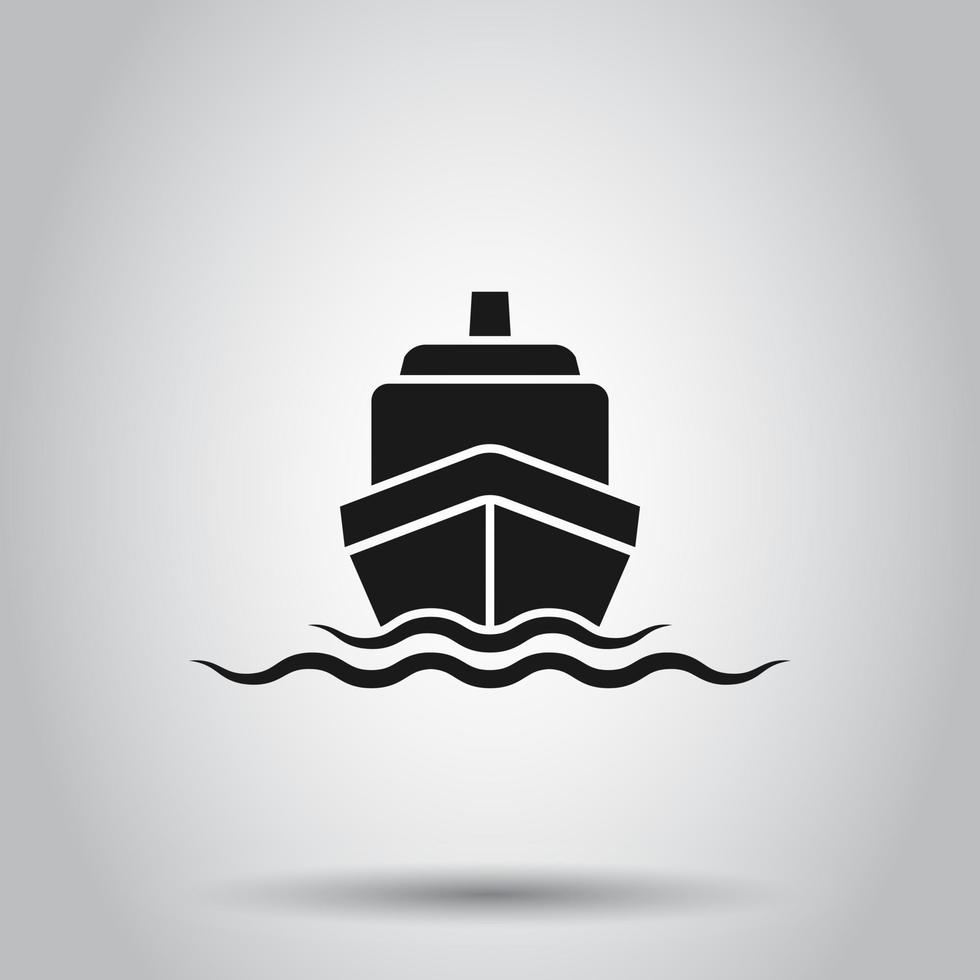 navio cruzeiro placa ícone dentro plano estilo. carga barco vetor ilustração em isolado fundo. embarcação o negócio conceito.