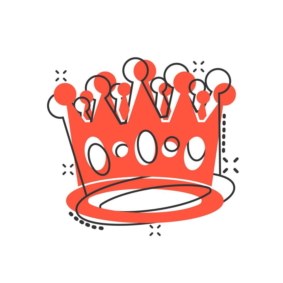 ícone do diadema da coroa dos desenhos animados vetoriais em estilo cômico. pictograma de ilustração de coroa de royalties. rei, conceito de efeito de respingo de negócios de realeza princesa. vetor