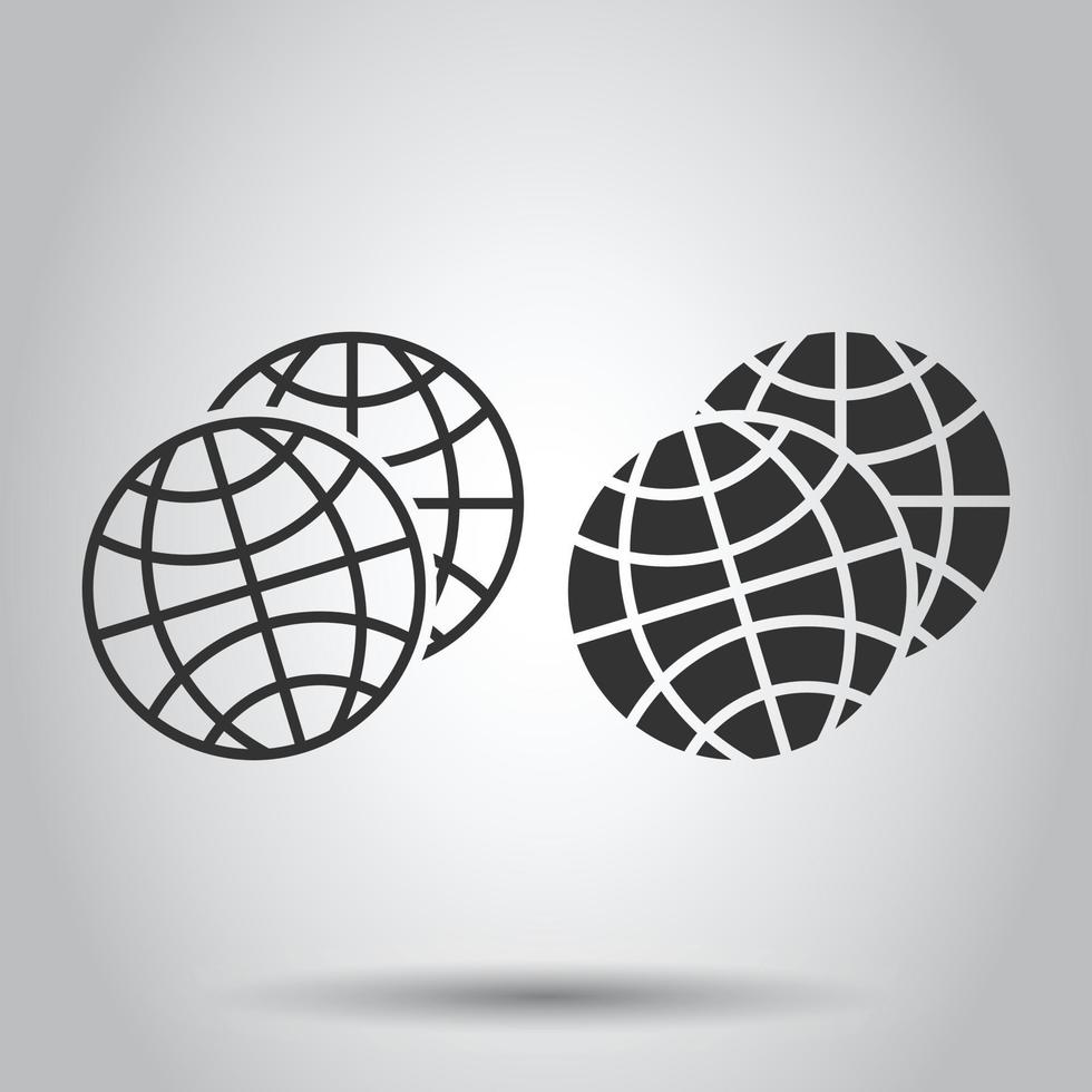 ícone do planeta Terra em estilo simples. ilustração em vetor geográfico globo em fundo branco isolado. conceito de negócio de comunicação global.