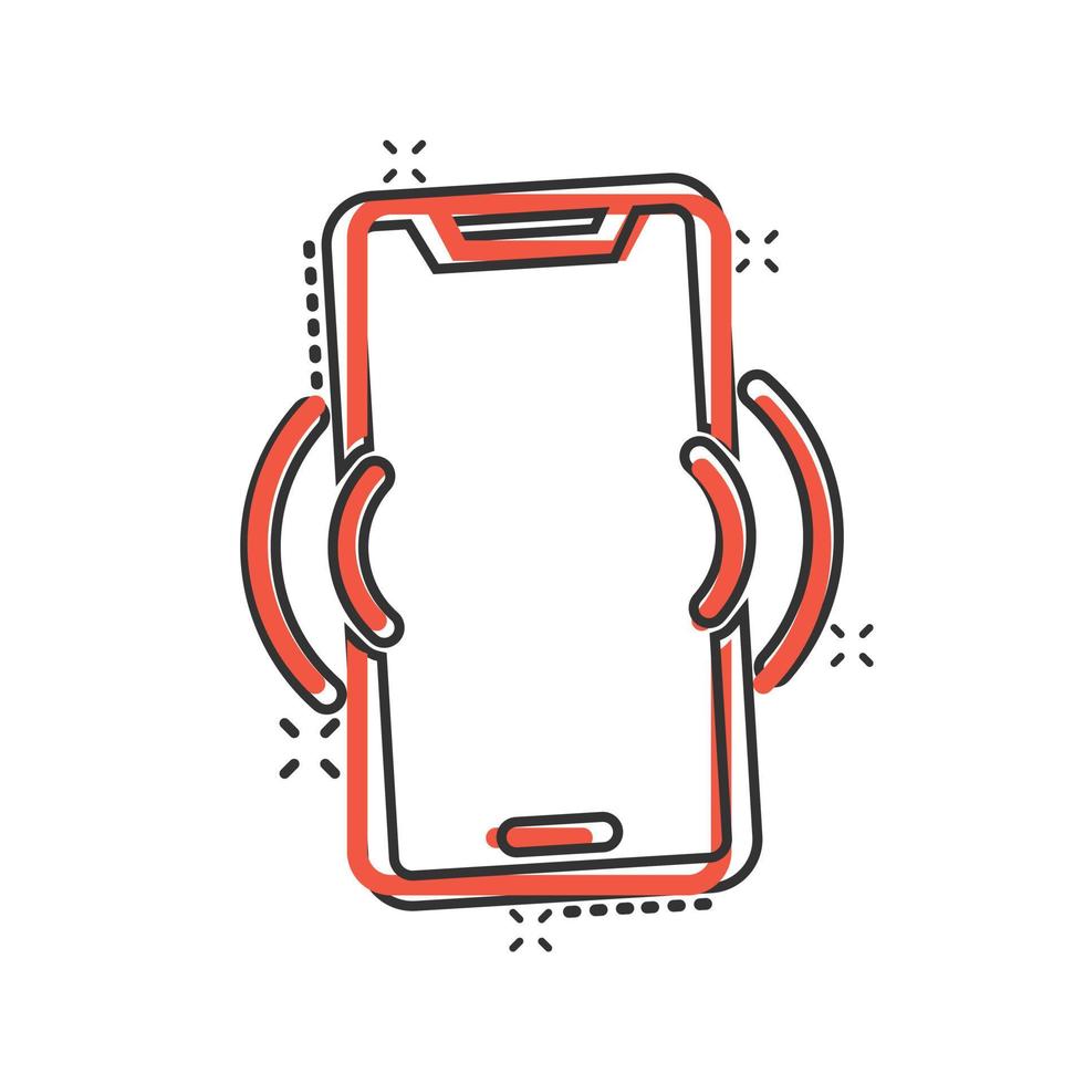 ícone de tela em branco do smartphone em estilo cômico. ilustração em vetor desenho animado do telefone móvel em fundo branco isolado. conceito de negócio de efeito de respingo de telefone.