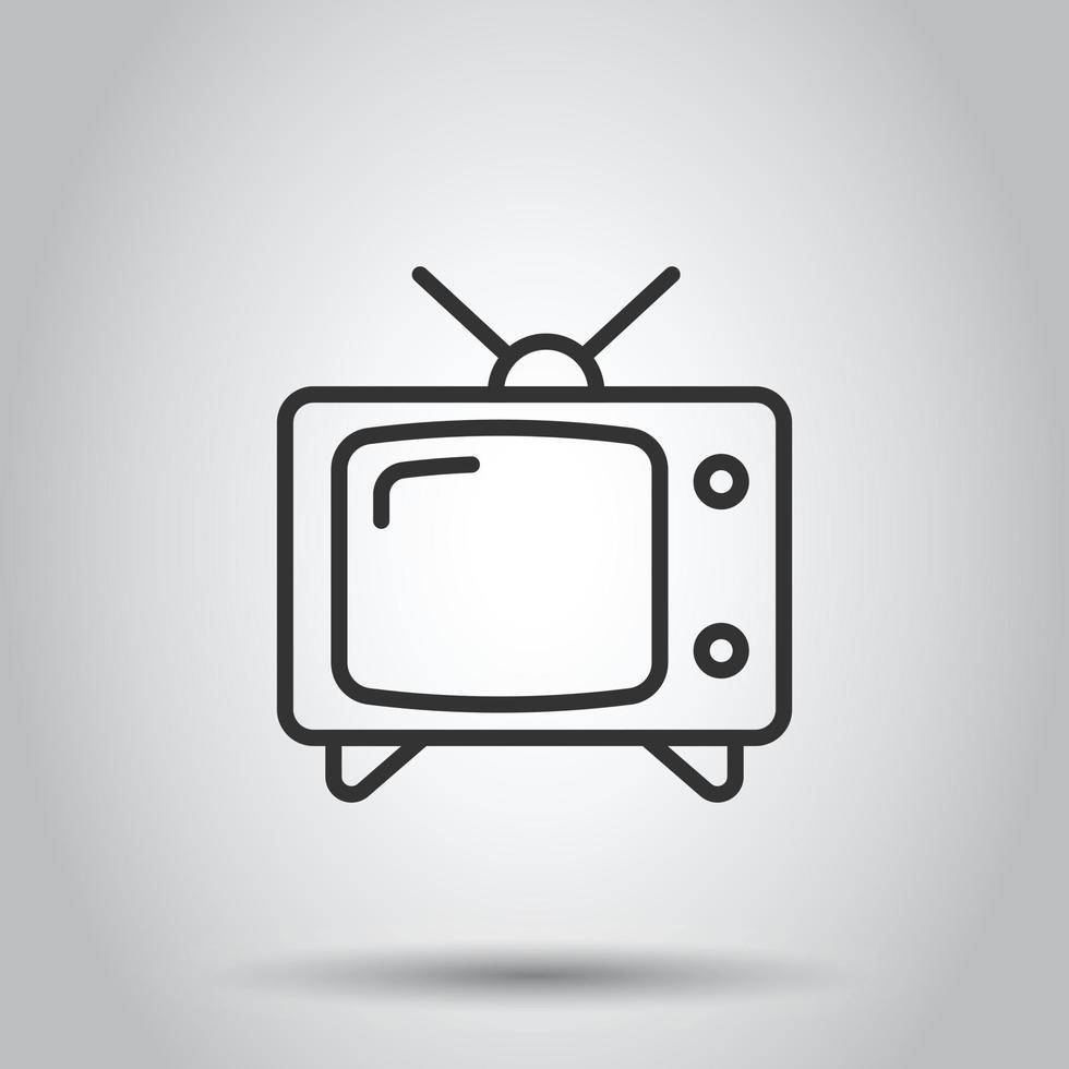 ícone de vetor de tela de tv retrô em estilo simples. ilustração de televisão antiga em fundo branco isolado. conceito de negócio de exibição de tv.