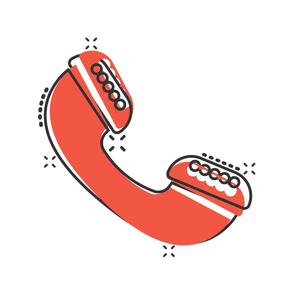 ícone do telefone móvel em estilo cômico. telefone conversa cartoon ilustração vetorial sobre fundo branco isolado. conceito de negócio de efeito de respingo de contato de linha direta. vetor