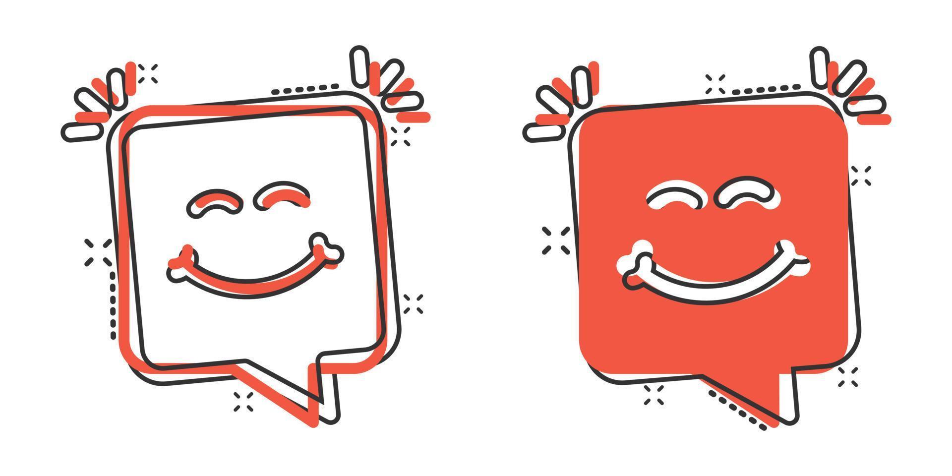 ícone de sms feliz em estilo cômico. ilustração em vetor mensagem discurso bolha dos desenhos animados no fundo branco isolado. conceito de negócio de efeito de respingo de envelope.