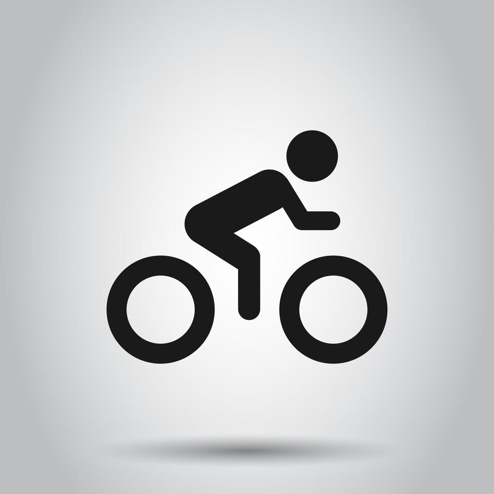pessoas em bicicleta placa ícone dentro plano estilo. bicicleta vetor ilustração em isolado fundo. homens ciclismo o negócio conceito.