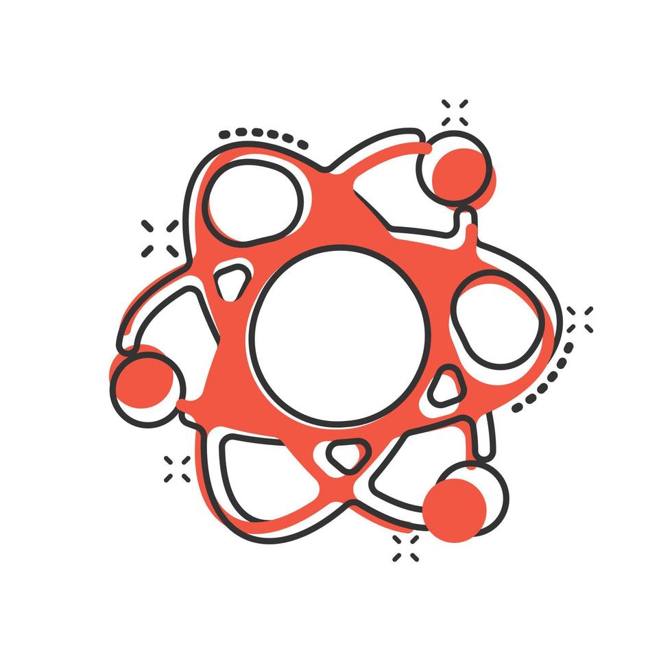 ícone da ciência em estilo cômico. ilustração em vetor dna célula dos desenhos animados no fundo branco isolado. conceito de negócio de efeito de respingo de evolução de molécula.