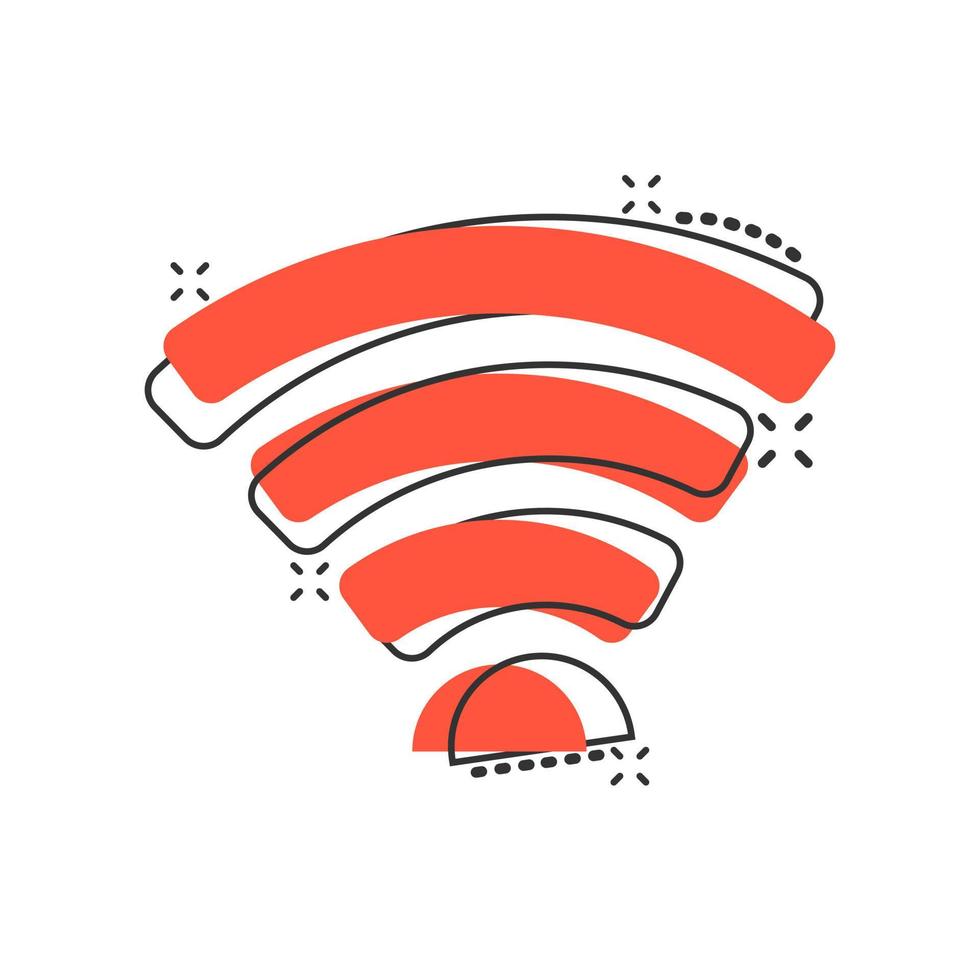 ícone de internet wi-fi em estilo cômico. pictograma de ilustração de desenho vetorial de tecnologia sem fio wi-fi. efeito de respingo de conceito de negócio wi-fi de rede. vetor