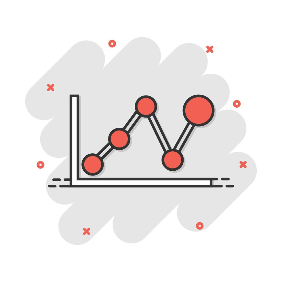 ícone de gráfico de negócios de desenho vetorial em estilo cômico. pictograma de ilustração de sinal de gráfico. conceito de efeito de respingo de negócios de diagrama. vetor