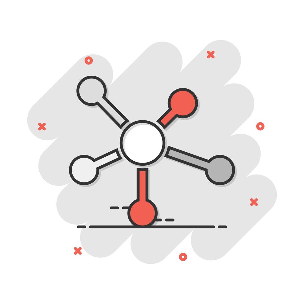 rede social de desenho vetorial, molécula, ícone de dna em estilo cômico. pictograma de ilustração de sinal de molécula. conceito de efeito de respingo de negócios de dna. vetor