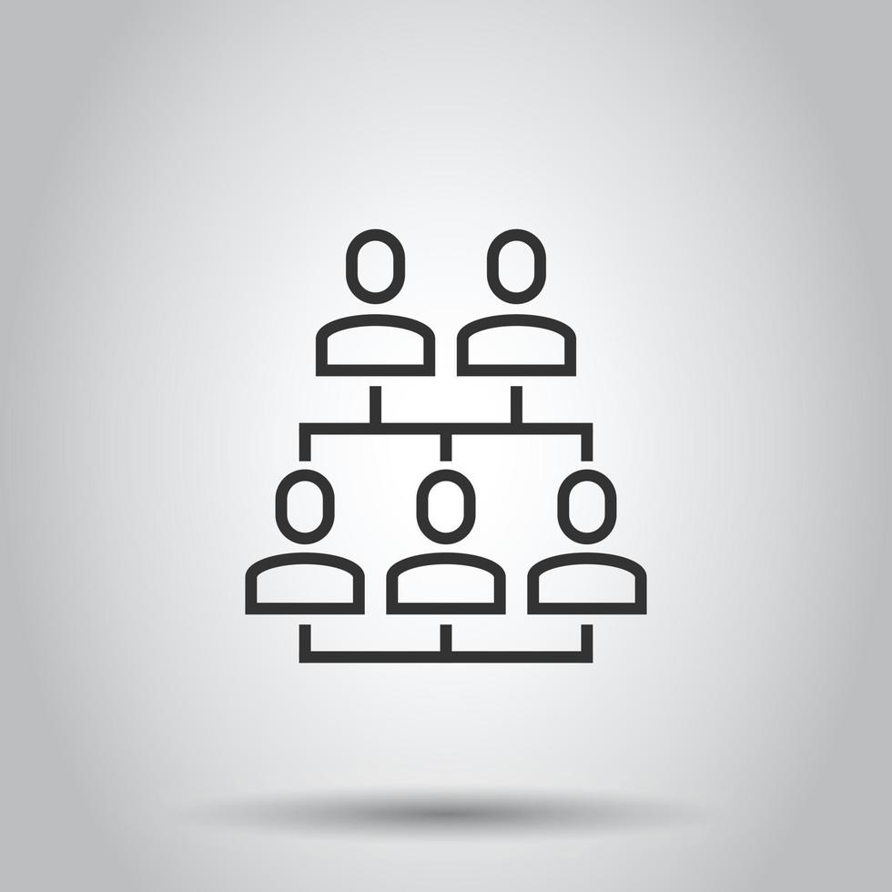 organograma corporativo com ícone de vetor de pessoas de negócios em estilo simples. ilustração de cooperação de pessoas em fundo branco. conceito de negócio de trabalho em equipe.
