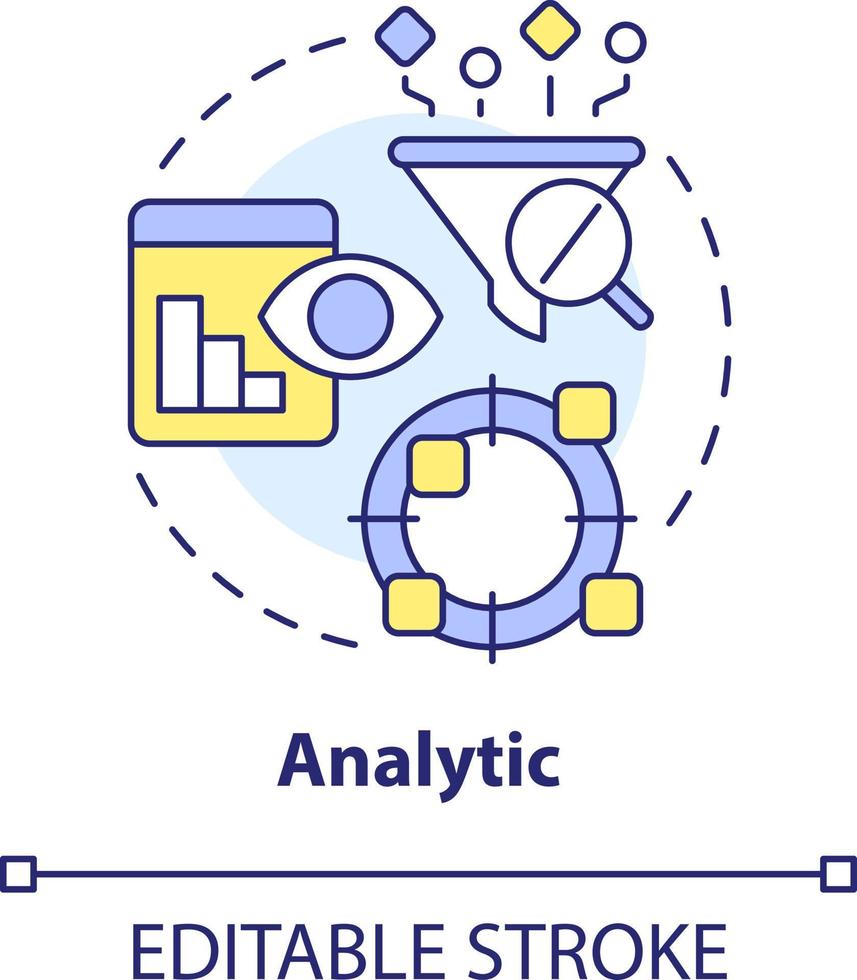 analítico conceito ícone. anterior dados estudar. lucratividade modelo para previsão abstrato idéia fino linha ilustração. isolado esboço desenho. editável acidente vascular encefálico vetor