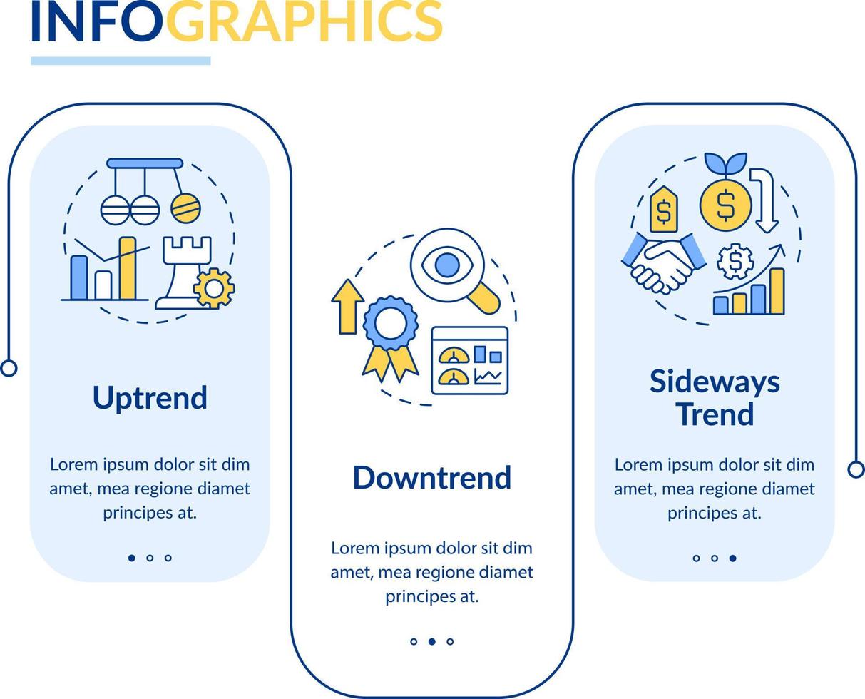 tendência negociação estratégias retângulo infográfico modelo. negócios. dados visualização com 3 passos. editável Linha do tempo informação gráfico. fluxo de trabalho disposição com linha ícones vetor