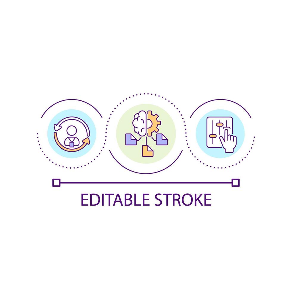 adaptar para Novo local de trabalho ciclo conceito ícone. ajustando para trabalhos ambiente. empregado flexibilidade abstrato idéia fino linha ilustração. isolado esboço desenho. editável acidente vascular encefálico vetor