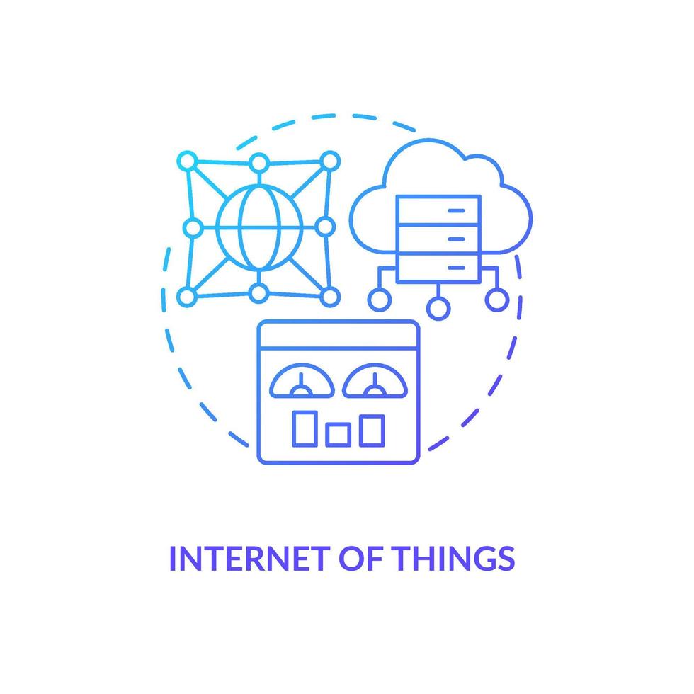 Internet do coisas azul gradiente conceito ícone. artificial inteligência. dados Ciência tecnologia abstrato idéia fino linha ilustração. isolado esboço desenhando vetor