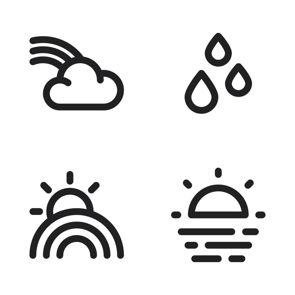 clima ícones definir. arco-íris, solta água, sol, ensolarado. perfeito para local na rede Internet Móvel aplicativo, aplicativo ícones, apresentação, ilustração e qualquer de outros projetos vetor