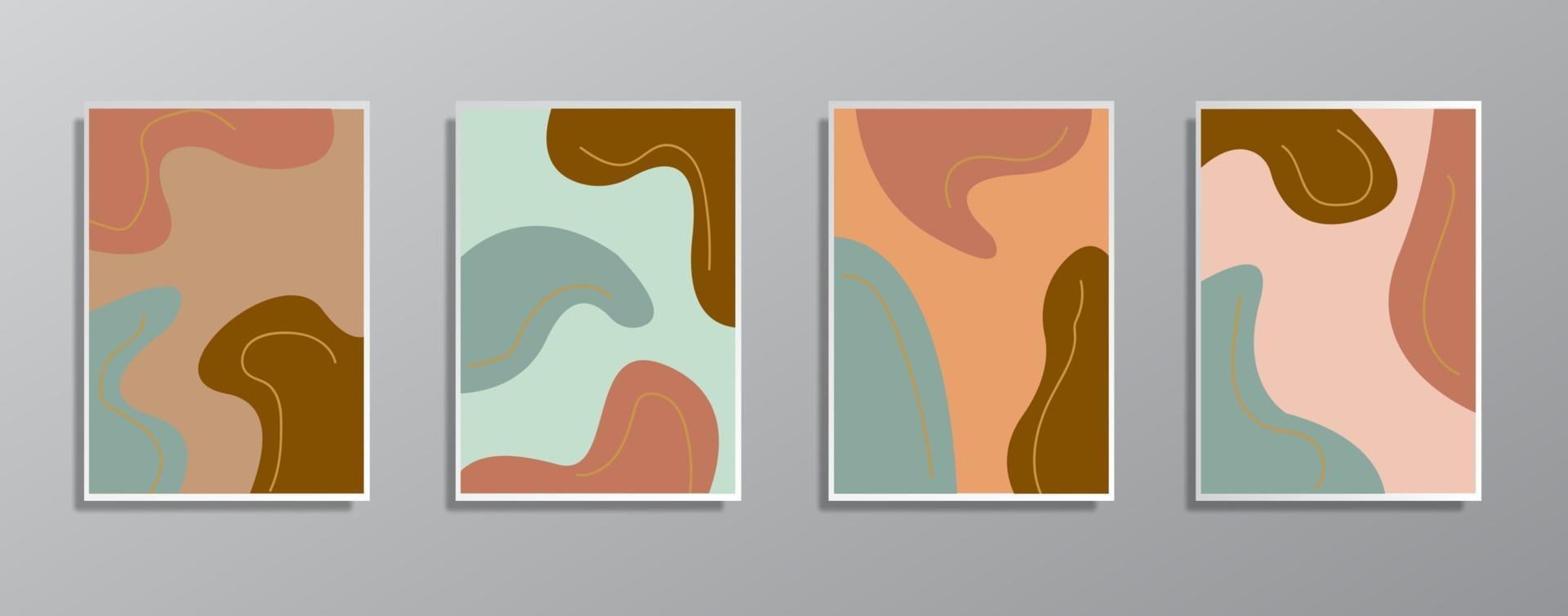 conjunto de ilustrações de cores neutras vintage desenhadas à mão minimalista criativa, para a parede. para cartão-presente, pôster em modelo de pôster de parede, página de destino, interface do usuário, ux, capa, baner, vetor