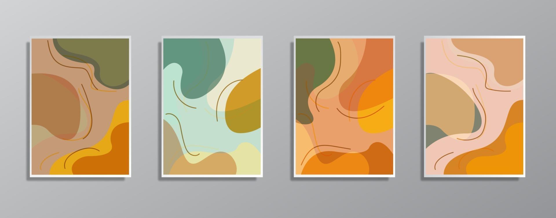 conjunto de ilustrações de cores neutras vintage desenhadas à mão minimalista criativa, para a parede. para cartão-presente, pôster em modelo de pôster de parede, página de destino, interface do usuário, ux, capa, baner, vetor