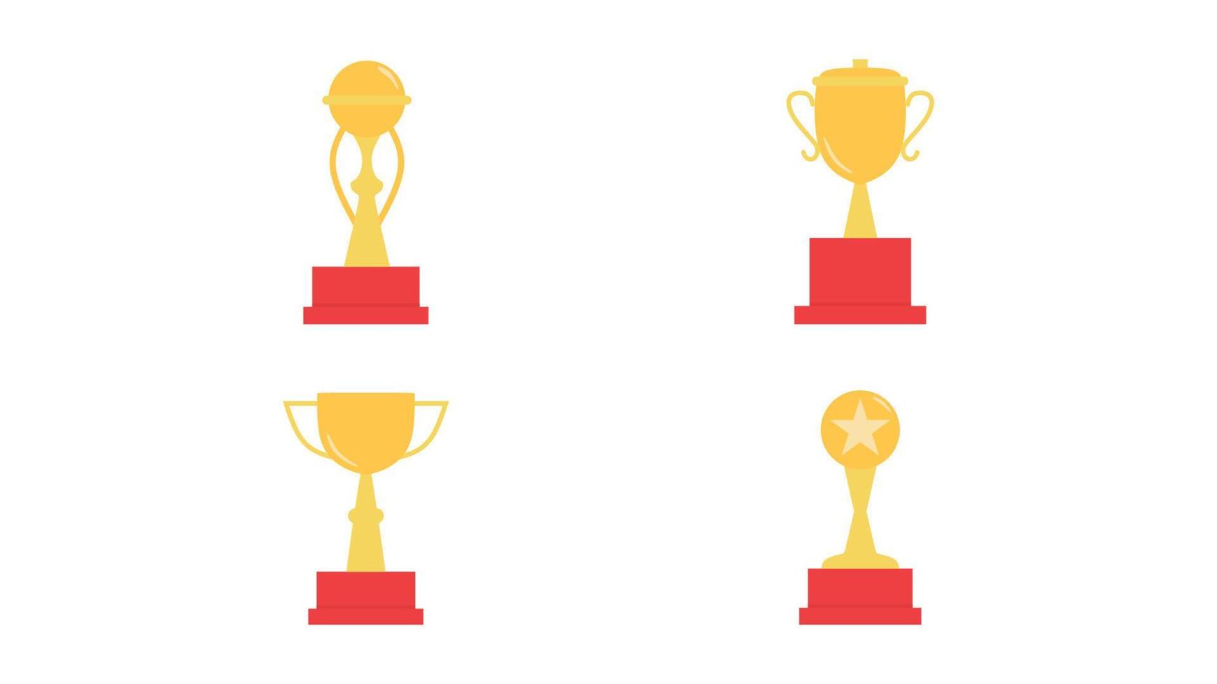 quatro dourado troféu copos isolado em branco fundo. vetor
