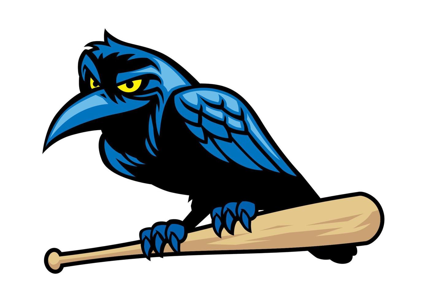 Raven mascote e a beisebol bastão vetor