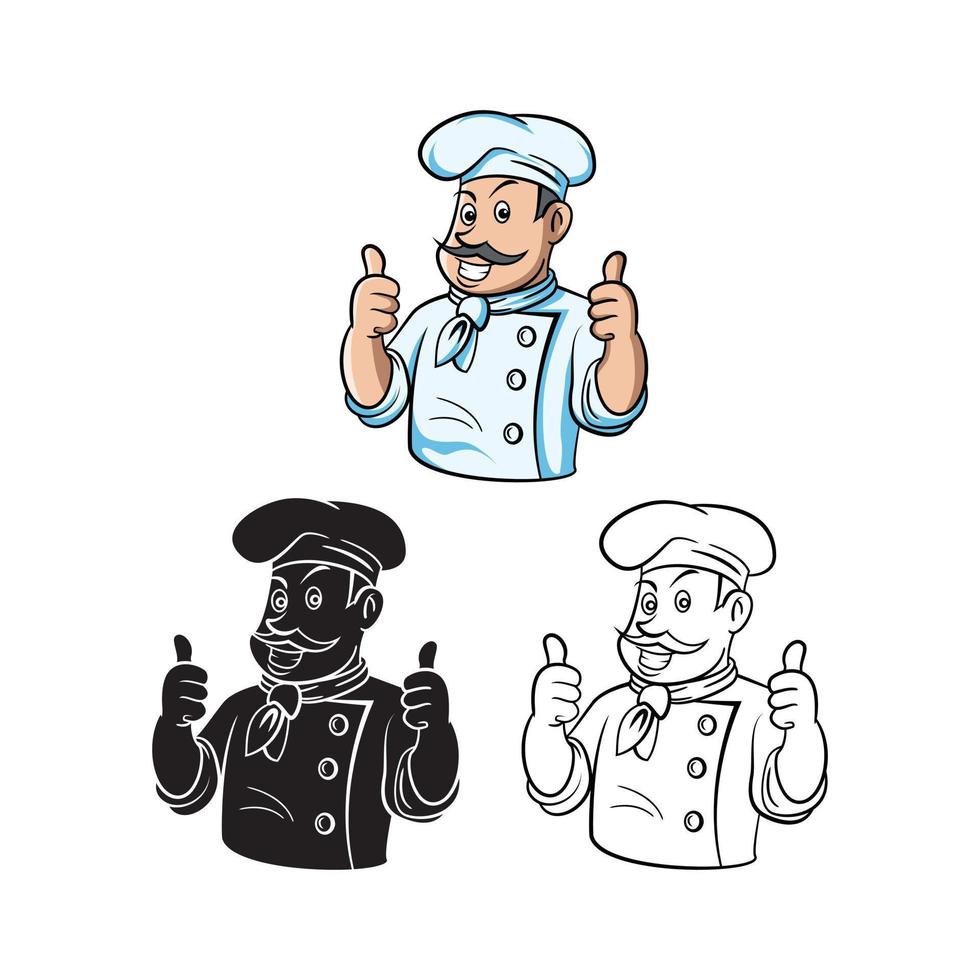 coloração livro chefe de cozinha polegar acima desenho animado personagem vetor