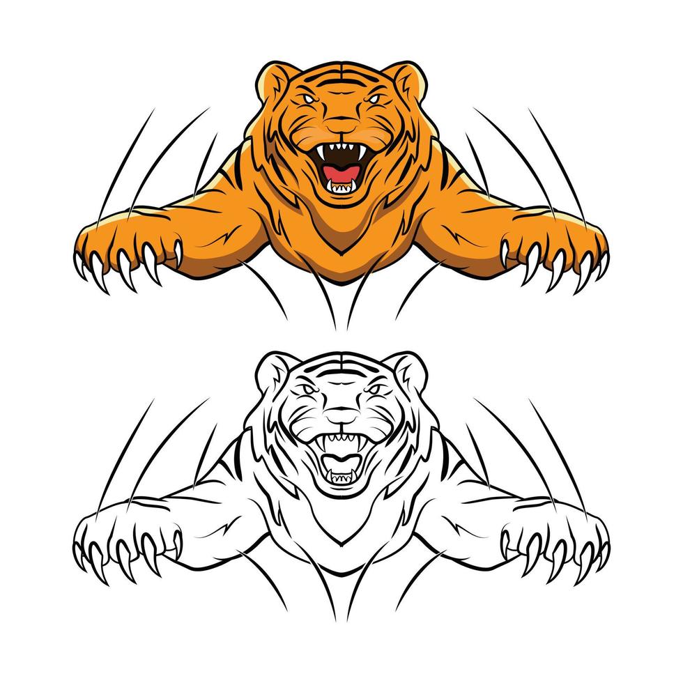 coloração livro tigre desenho animado personagem vetor