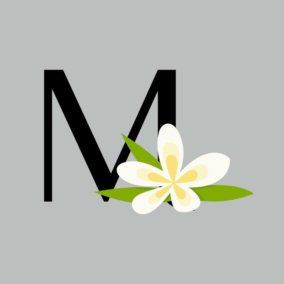 inicial m beleza flor logotipo vetor