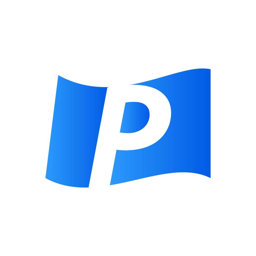 inicial p azul bandeira logotipo vetor