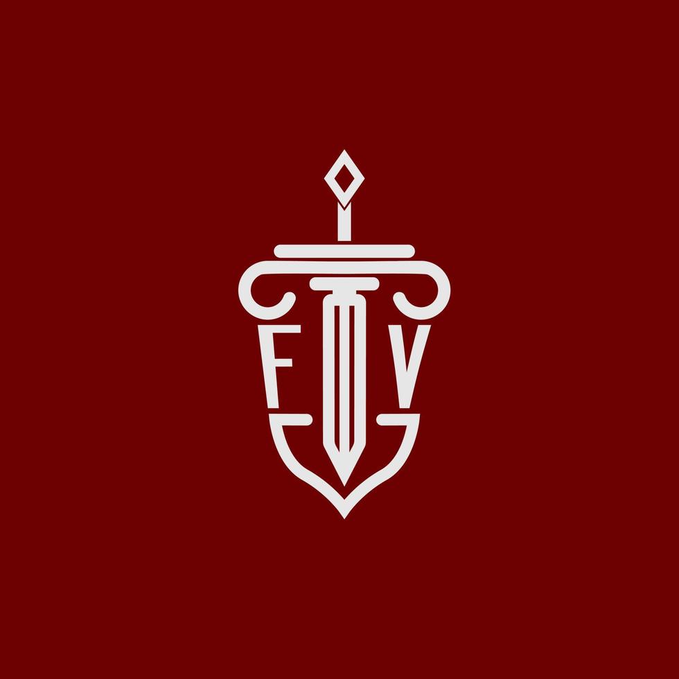 fv inicial logotipo monograma Projeto para legal advogado vetor imagem com espada e escudo
