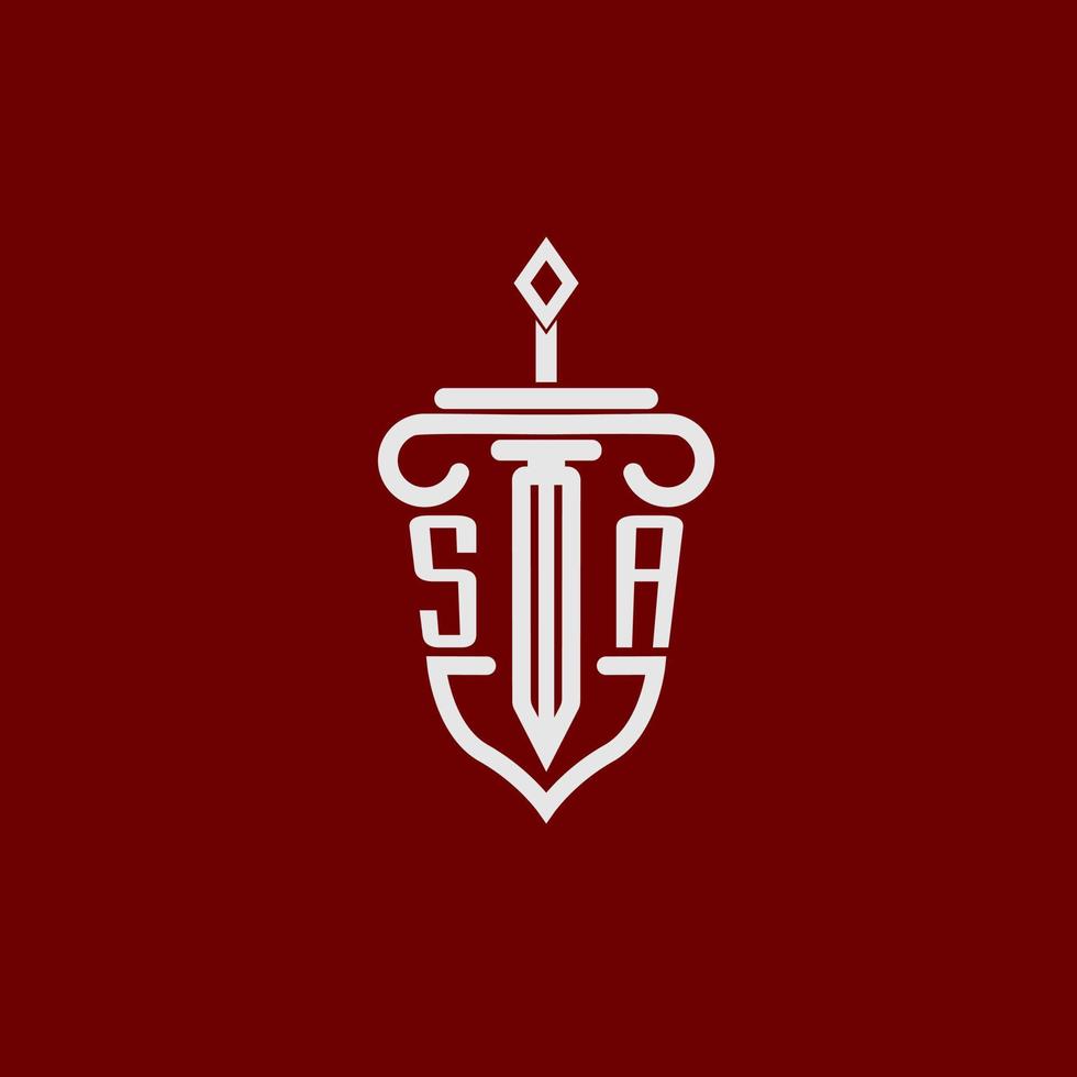 sa inicial logotipo monograma Projeto para legal advogado vetor imagem com espada e escudo