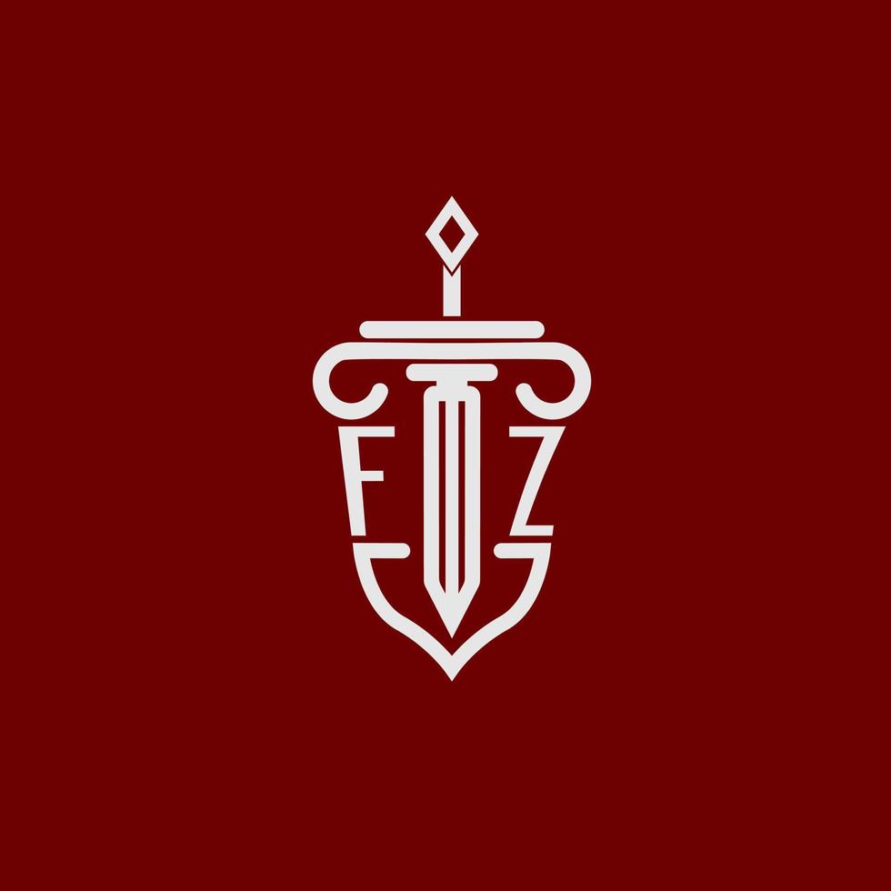 fz inicial logotipo monograma Projeto para legal advogado vetor imagem com espada e escudo