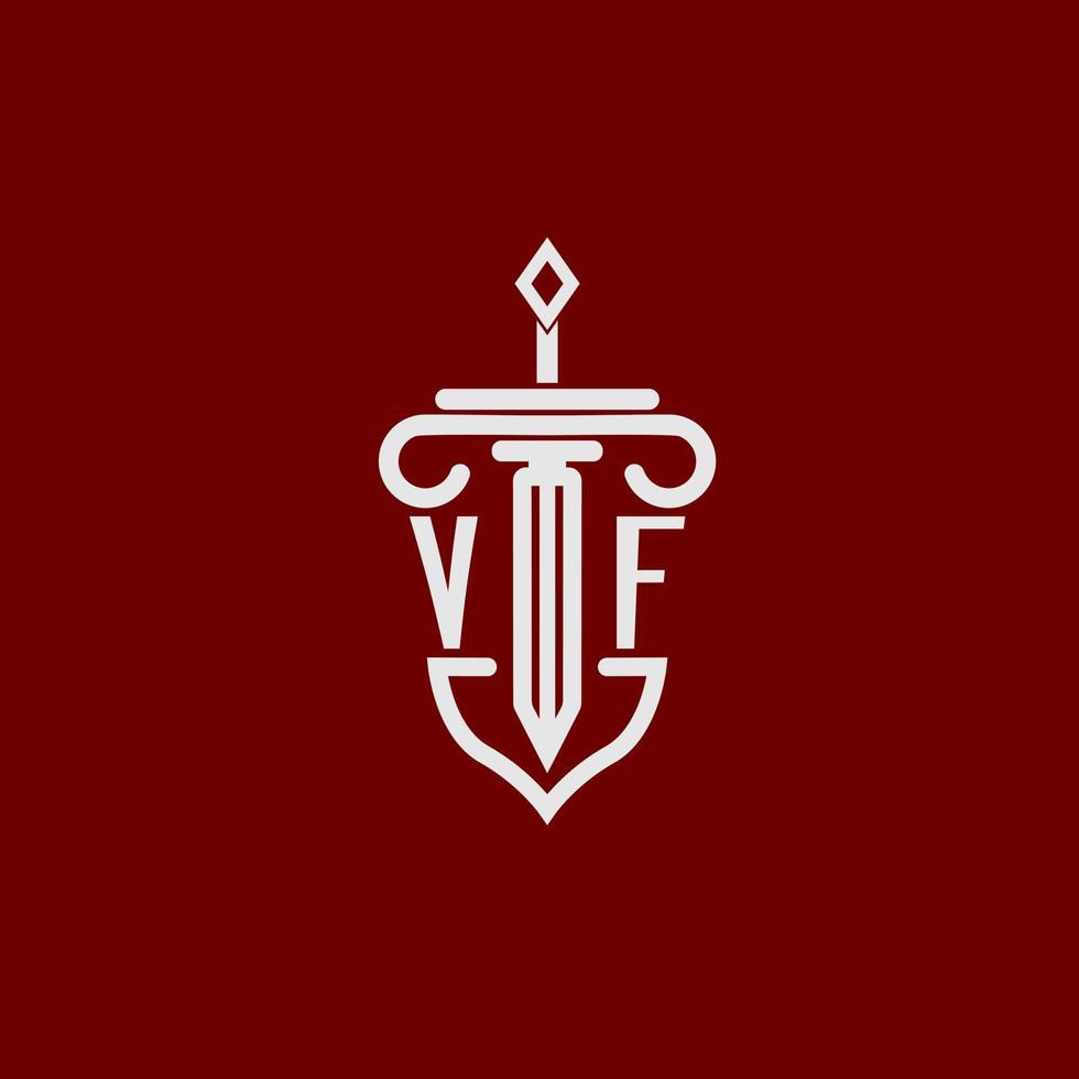 vf inicial logotipo monograma Projeto para legal advogado vetor imagem com espada e escudo