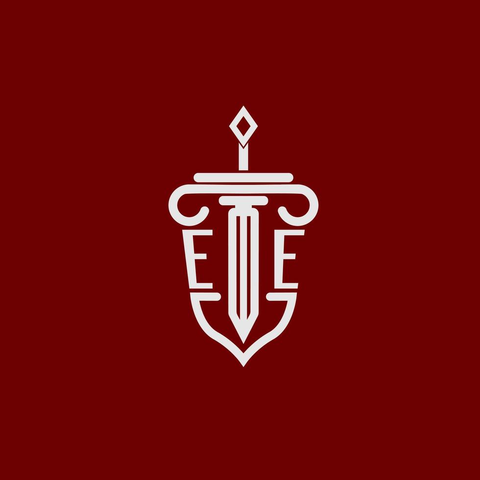 ee inicial logotipo monograma Projeto para legal advogado vetor imagem com espada e escudo