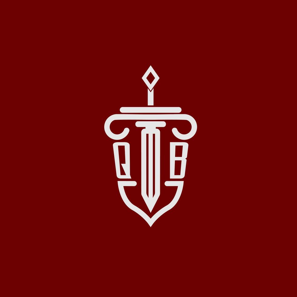 qb inicial logotipo monograma Projeto para legal advogado vetor imagem com espada e escudo