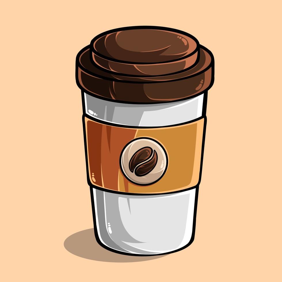 xícara de café isolada em fundo colorido, ilustrada em alta qualidade, sombras e luzes, pronta para uso em seus designs vetor