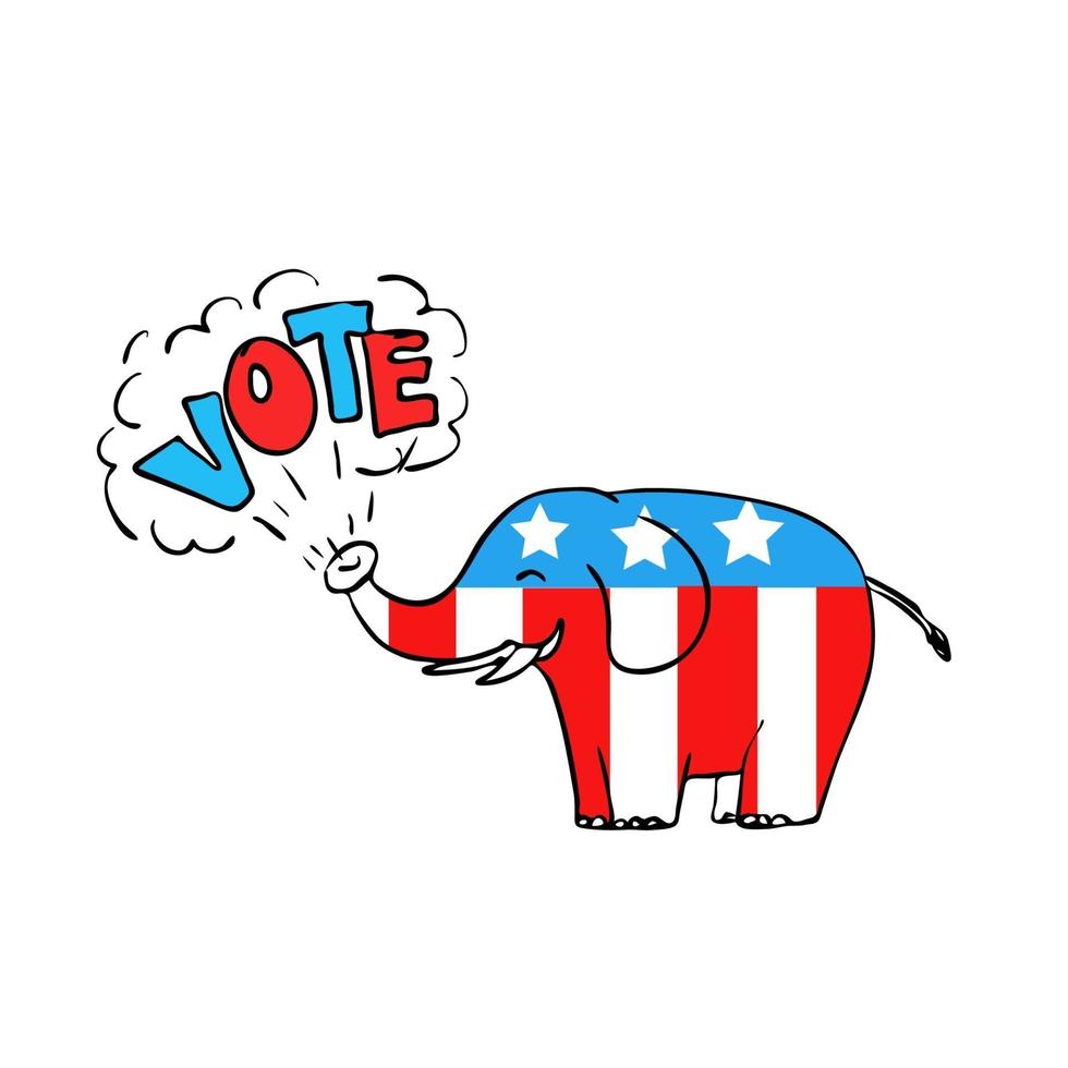 desenho de voto de elefante americano vetor