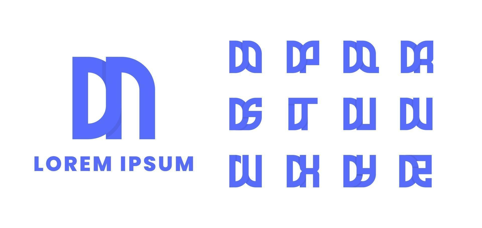 conjunto de logotipo monograma inicial sobreposto azul vetor