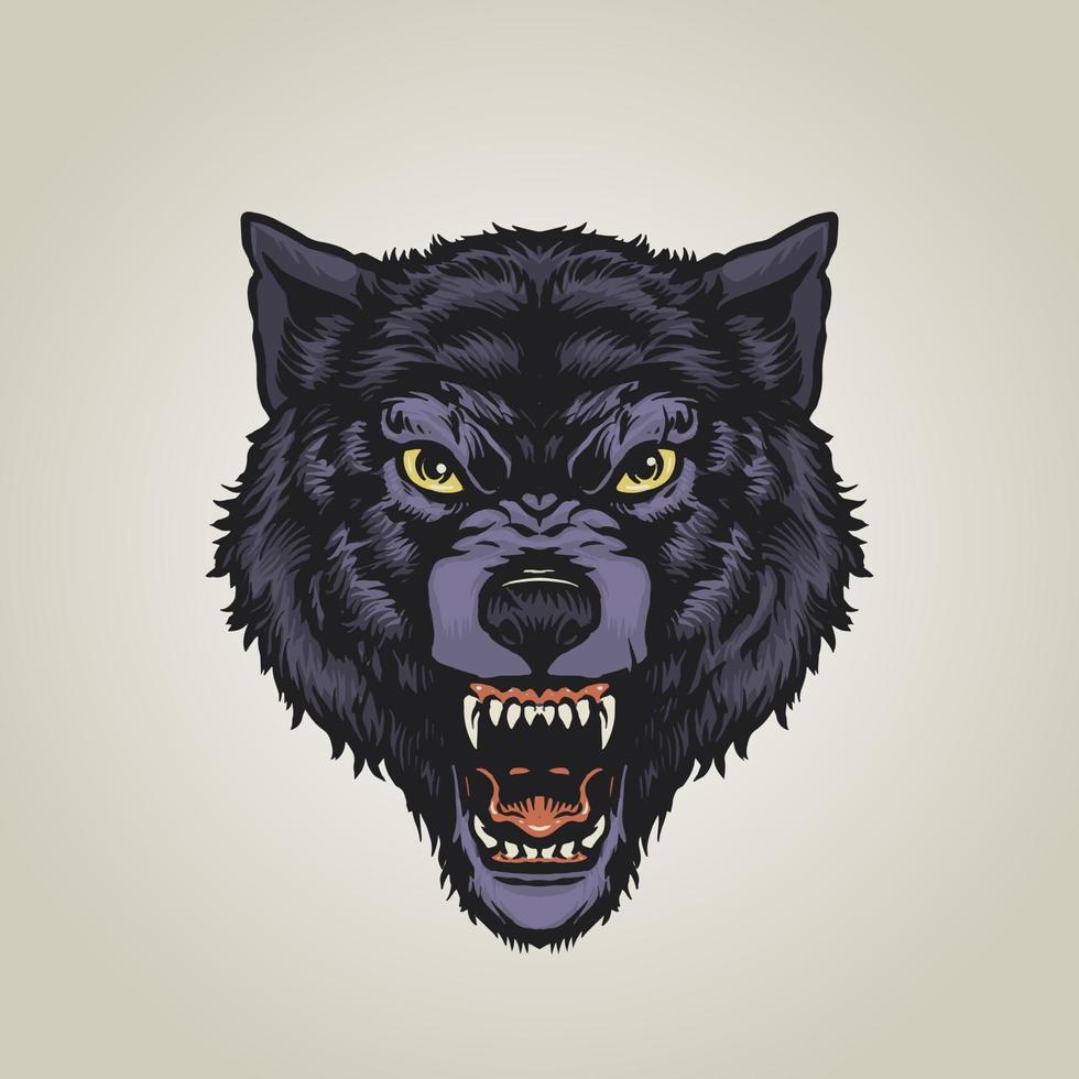 ilustração de lobo zangado vetor