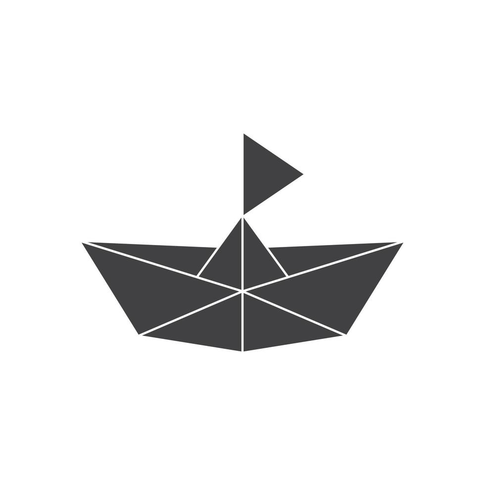 vetor de logotipo de símbolo de barco de navio geométrico de artesanato de papel simples