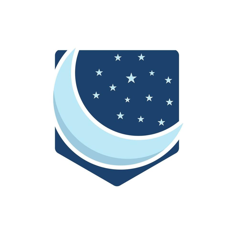lua, estrelas e design de logotipo de vetor de noite.